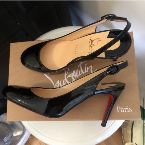 Christian Louboutin Patent Miss Gena Sling Pumps - Picture 2 of 7